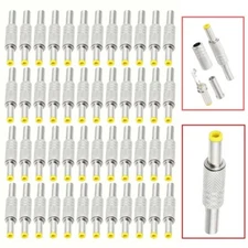 50x 5.5mm x 2.1mm DC Power Jack Plug Socket Male Adapter Connector Metal Handle