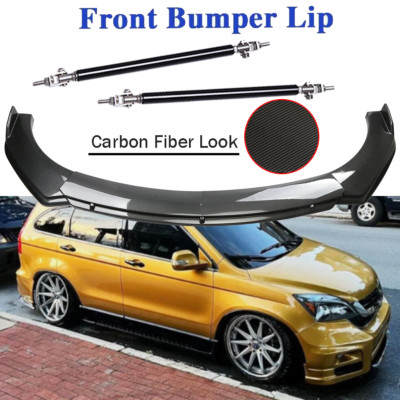 For Honda Pilot 2003-2023 Carbon Fiber Style Front Bumper Lip Spoiler Strut Rods