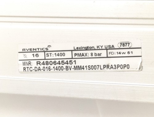 Bosch R480645451 Aventics Rodless Cylinder 16mm Bore, 1400mm Stroke, 8 Bar Max - Picture 2 of 6