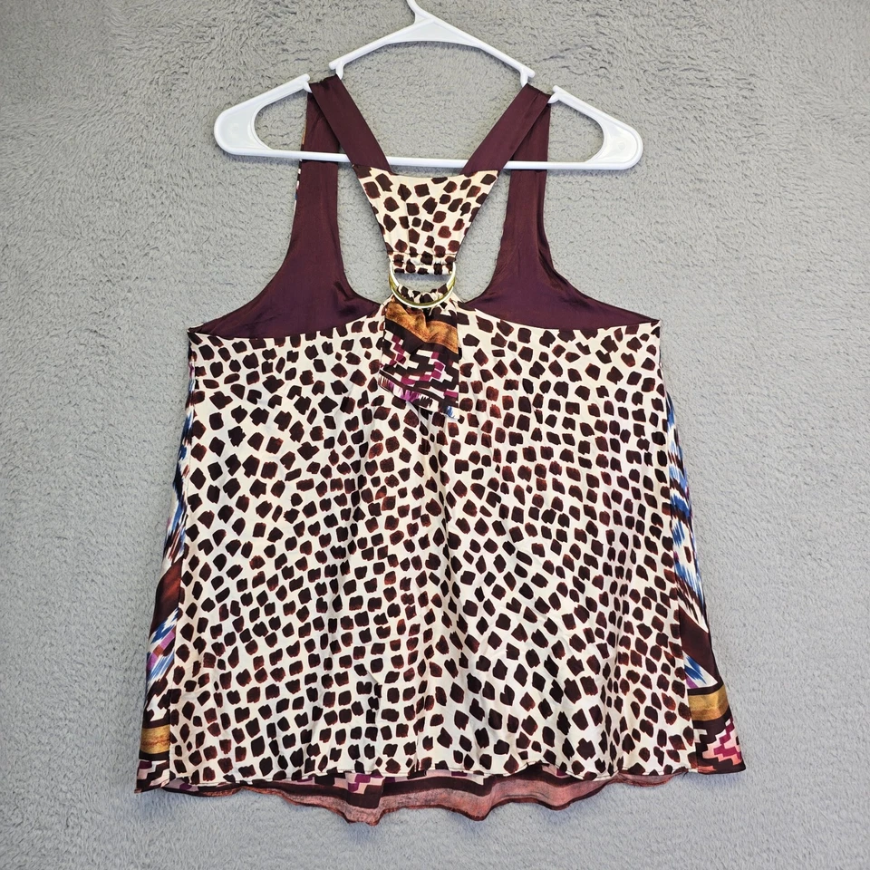 Jaloux Tank Top Womens L Satin Patchwork Flowy Relaxed Fit D Ring Racerback Y2K - Image 3 of 4