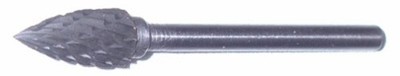 Canadian Tool 1/2" X 1" Extra Long Carbide Burr For Aluminum & Soft Metals – Pointed Tree Shape, 1/4" Shaft, Non-Ferrous Cut