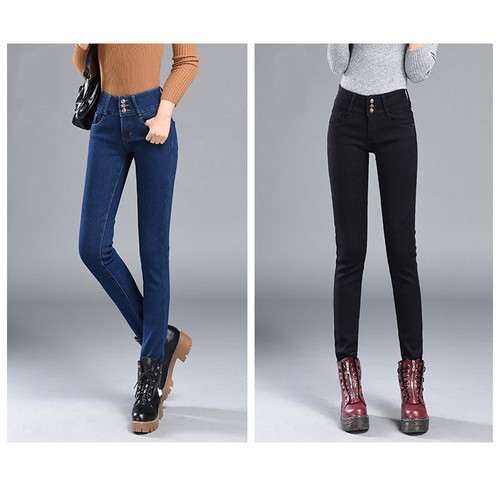 Womens Warm Fleece Lined Stretch Denim 