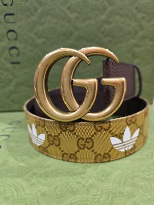 Gucci x Adidas Belt 85 34 GG Marmont Buckle Brown Leather Gucci x Adidas Belt 85 34 GG Marmont Buckle Brown Leather