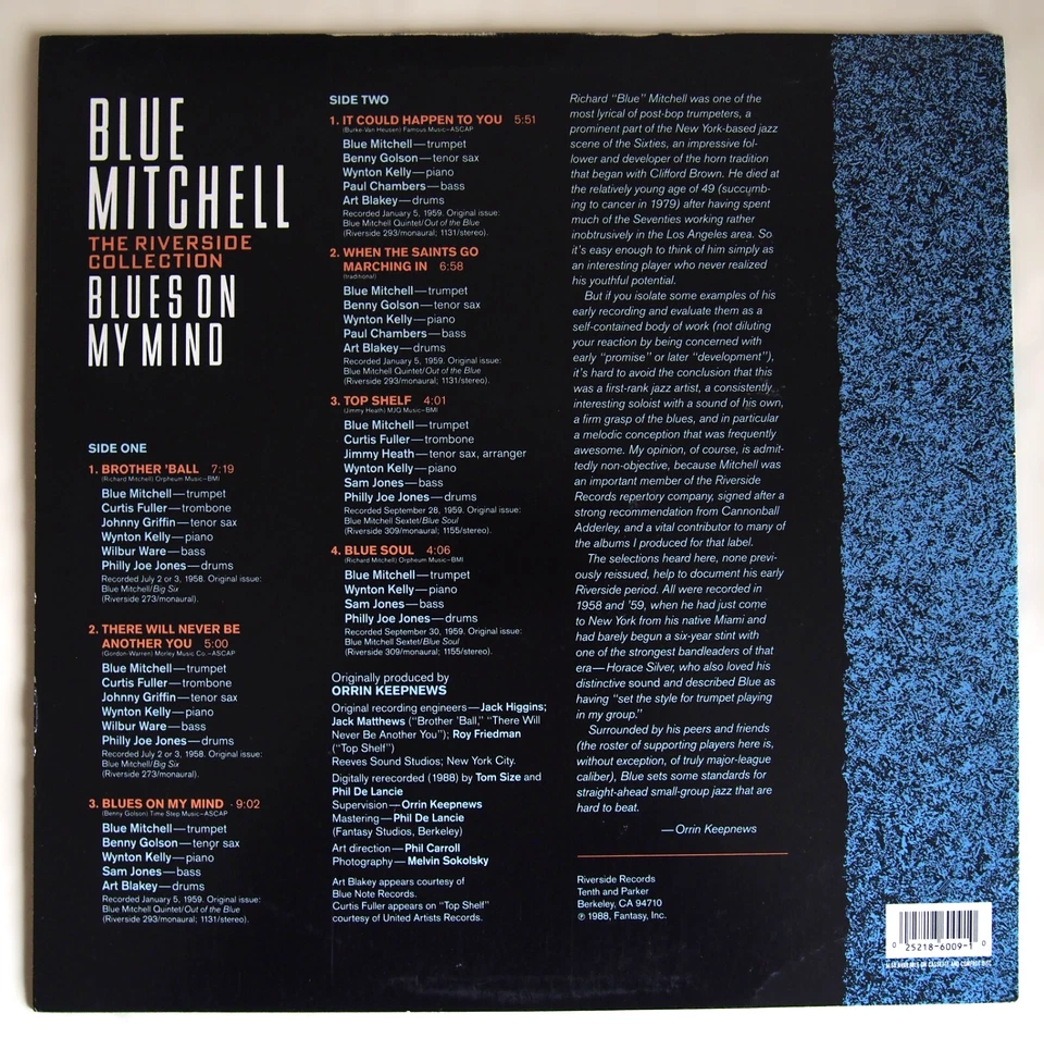 BLUE MITCHELL / THE RIVERSIDE COLLECTION / BLUES ON MY MIND / 12" VINYL LP - Image 2 of 4