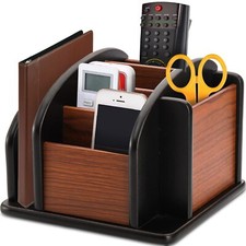 DEAYOU Wood Remote Control Holder for Table Revolving Office Desktop Organize...
