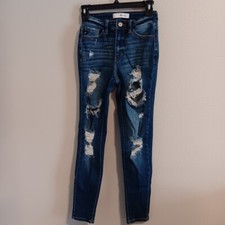 KanCan Jeans Womens Size 3/25 Stretch Distressed Blue Denim Holes