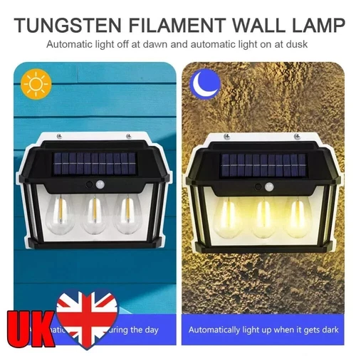 Solar Interaction Wall Lamp Sensor Lights 3 Modes Waterproof Garden Garage Patio - Picture 3 of 5
