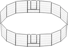 24/32/40 Inch Metal Dog Pen Heavy Duty Playpen Pet Exercise Fence w/Door Outdoor