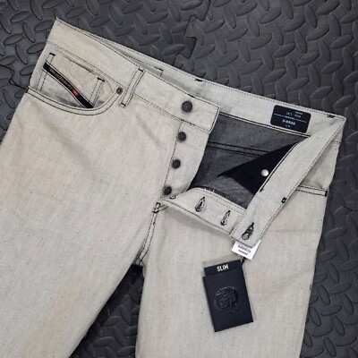   Herren Diesel D-Kras 09A53 Slim Straight Treated Distressed Denim Jeans W32 L32