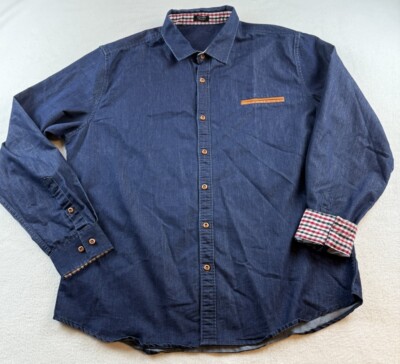 Coofandy Mens Casual Dress Shirt Button Down Chambray Denim Shirt Sz XL |  eBay
