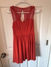 BCBGeneration Women's Size XXS Rust Orange Prom Dress Lace Style Shoulder