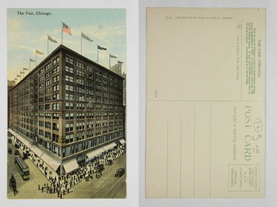 Chicago The Fair Department Store c.1910s Streetcar & Crowd 11 Stories High PC