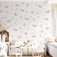 Butterfly Flower Wall Decals,Butterfly Floral Art Wall Sticker Decors,Peel an...