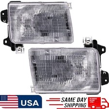 Headlight Set For 98-2000 Nissan Frontier 2000-2001 Xterra Lh Rh W Halogen Bulb