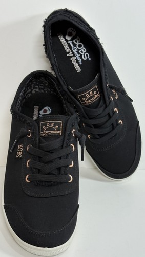Skechers BOBS Shoes Womens 6.5 Black Gold Casual Low Sneakers 33492 Memory Foam - Picture 19 of 23