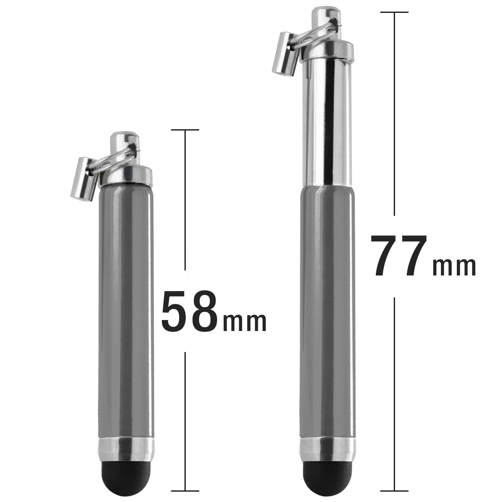Stylet tactile extensible argent idéal pour la prise de notes sur smartphone