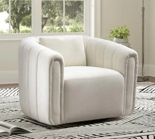 CANMOV Swivel Chair Plump Pillow, Modern Velvet Accent Chair for Living Room