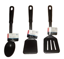 Mainstays Three Nylon Solid Black Spoon...Turner & Slotted Turner