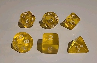 Vintage Yellow Crystal Dice Set - Dungeons and Dragons AD&D
