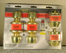 Defiant Brandywine Polished Brass Single Cylinder Keyed Entry Project PACK COMBO