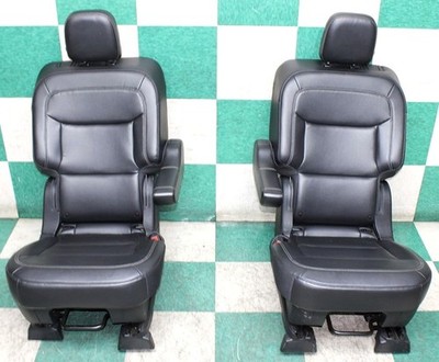 20' EXPLORER Black Vinyl Heated Rear Second Row Captains Buckets Seats Pair 2x