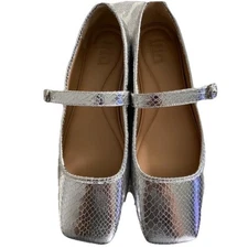 New I.N.C. International Concepts Jadis Square Toe Ballet Flats Silver Sz 9