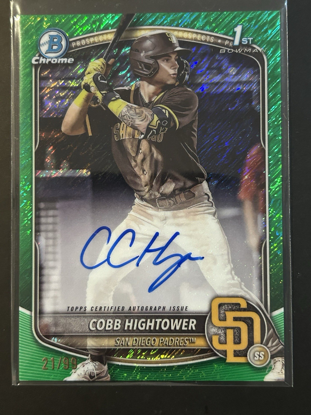 2025 Bowman - Chrome Prospect Auto - Cobb Hightower #CPA-CHI Green Shimmer /99