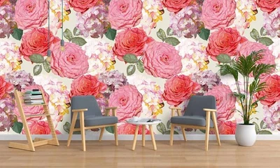3D Flowers Floral Pattern Wall Murals Wallpaper Murals Wall Sticker 18 - Image 1 of 4