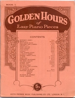 Golden Hours of Easy Piano Pieces - Vintage Klavier Notenbuch mit 20+ Stücken