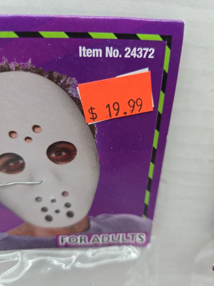 Hockey Mask - White Plastic Jason  Costume Accessory One Size New Sealed Lot 4x - Image 3 of 4