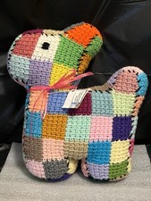Vintage Crochet Scotty Dog Pillow Patchwork Pattern Puppy Plush Stuffed