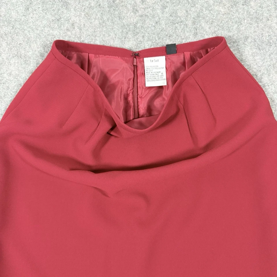 LE SUIT Ruffle Trim Career Pencil Skirt For Women's Size 6 (Waist 28") Deep Red - Image 2 of 4