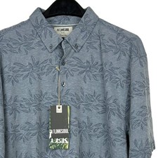 NEW Linksoul Dry Tek Men's Medium Fog Blue Leaf Wicking Organic Cotton Poly Polo