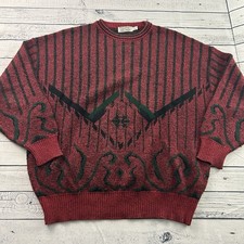 Vintage St Croix Pullover Crewneck Sweater Men's Large Red Black Abstract