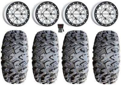 Raceline Alpha Hyper 15'' Wheels Silver 31'' MotoClaw Tires Pioneer 1000 / Talon
