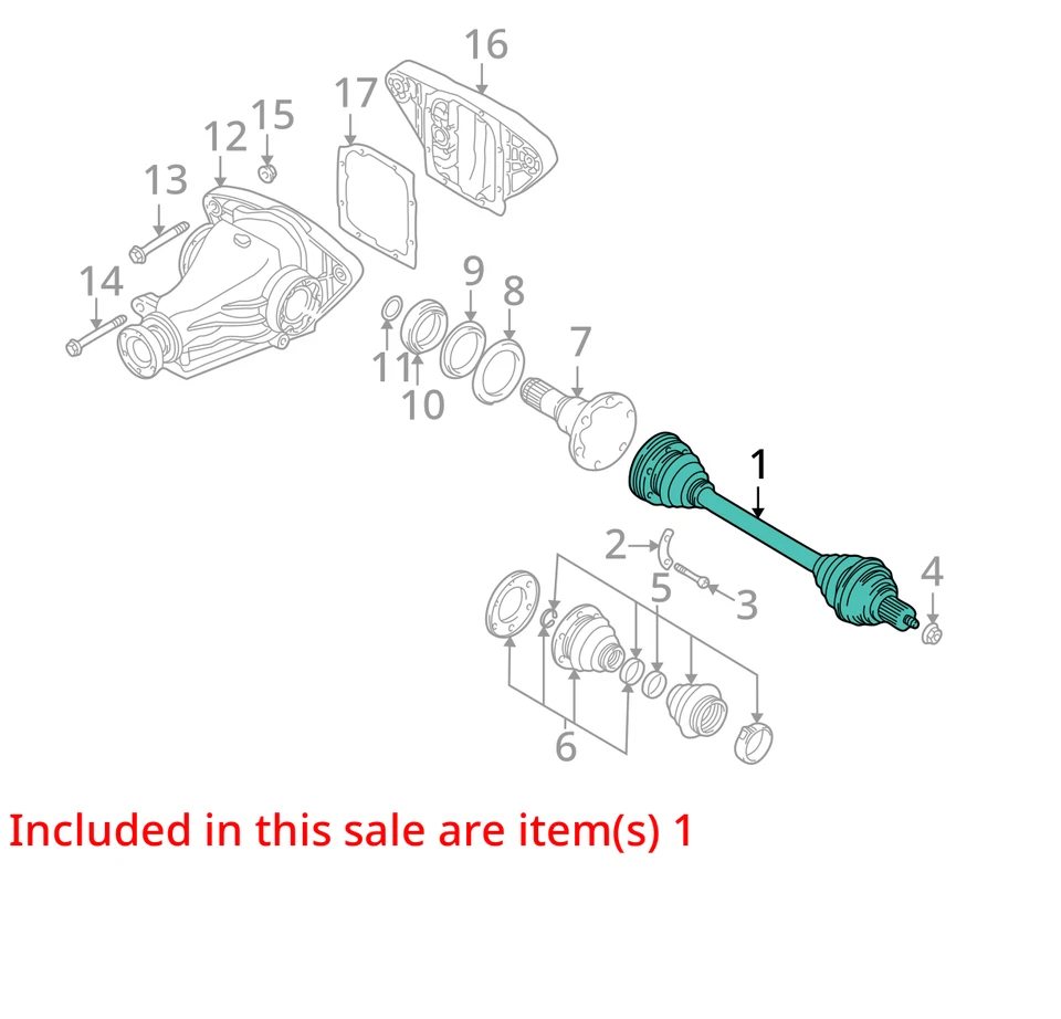 BMW 525i 2001-2003 eje eje conductor delantero CV C/V L19QE Foto 3 de 4