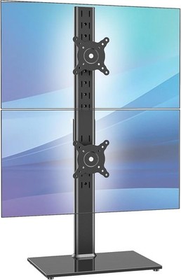 AXWABER Dual Monitor Stand Vertical Stack Screen Free-Standing Desk Mount Arm