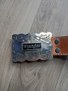 Wrangler Leather Western Belt Sheriff Cowboy Buckle Youth Vintage