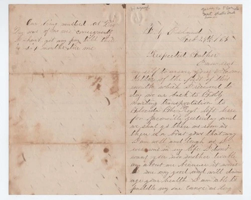 CIVIL WAR LETTER - 112th NY Vols - Writes as Regiment on Way to Jacksonville FL!
