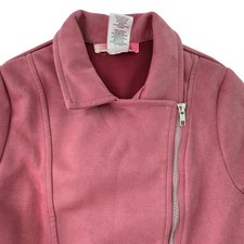 2 Hip Girls Dusty Rose Pink Faux Suede Cropped Moto Jacket Size 10 Indie, Street