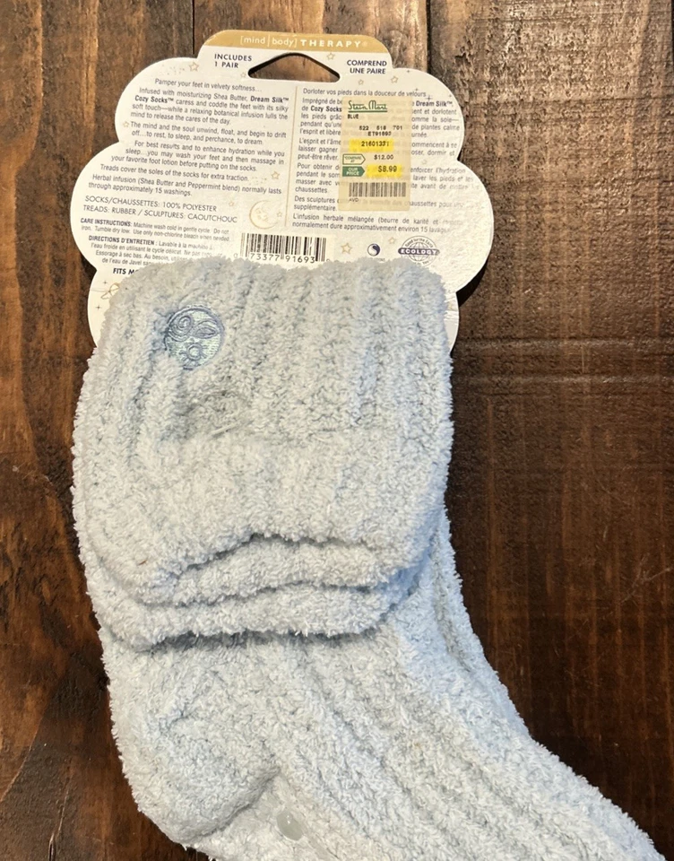 NUEVO CON ETIQUETAS Calcetines Hidratantes Dream Silk Antideslizantes Acogedores Calcetines Azules Regalo Foto 3 de 4