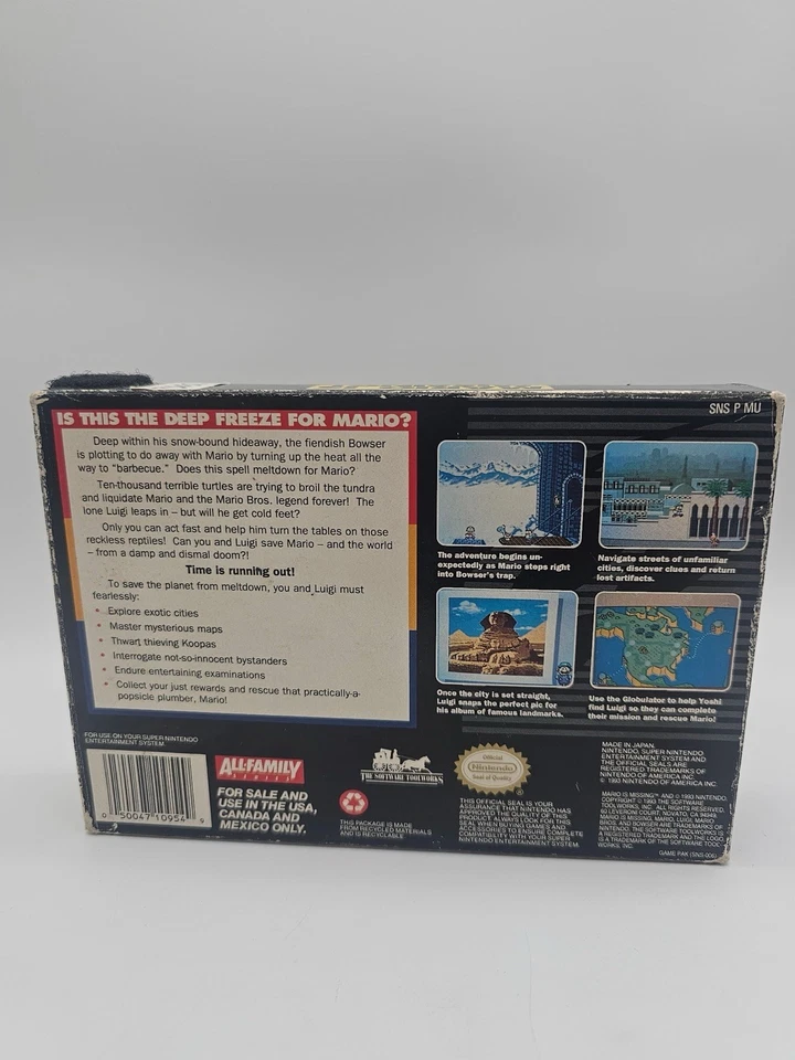 Mario Is Missing! SNES Super Nintendo 1993 Authentic CIB - Image 3 of 4