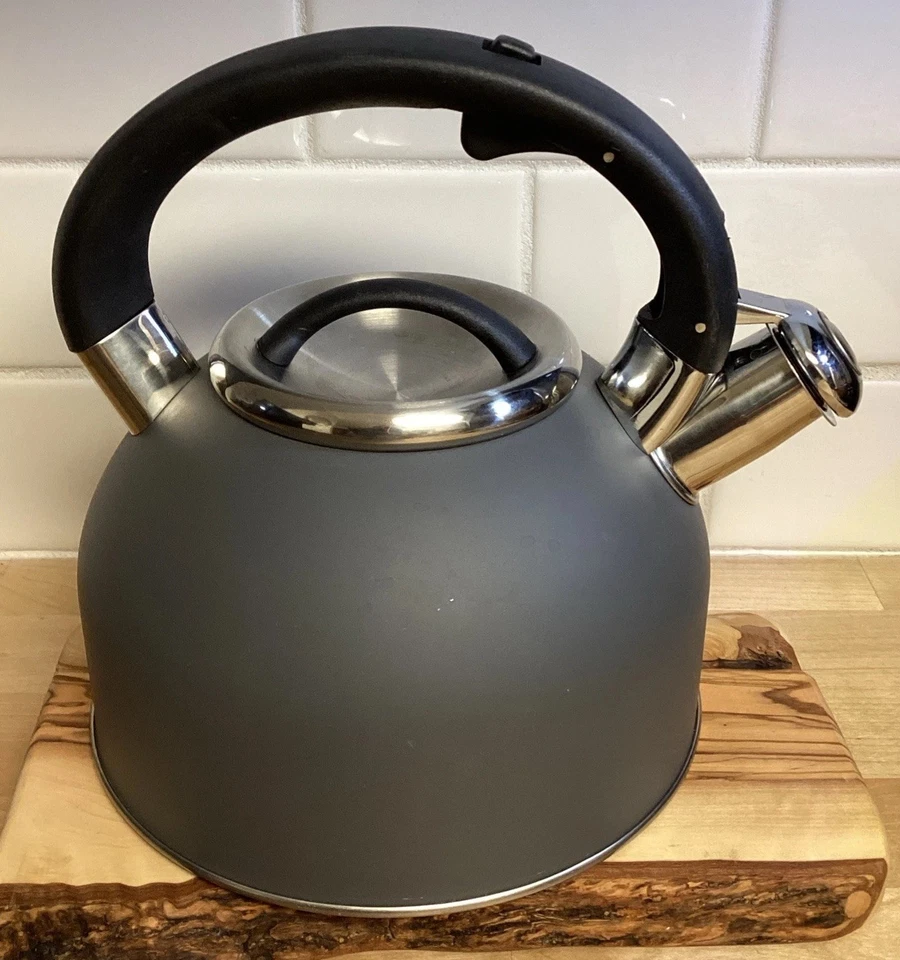 Oggi Brew Whistling Tea Kettle Graphite Stainless Steel Matte Gray Teapot - Image 3 of 4