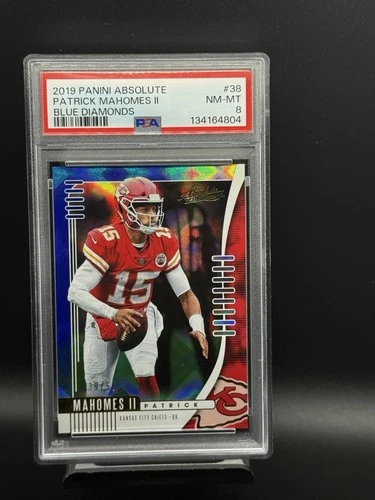 2019 Panini Absolute Patrick Mahomes II #38 Blue Spectrum /50 PSA 8