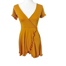 Forever 21 Surplice Ruffle Trim Hem V-Neck Dress Size Small 
