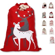 Weihnachtssack Santa Kordelzug Geschenkbeutel Baumwolle groß Festtags Tasche