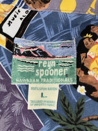 Reyn Spooner Hawaiian Shirt Mens L Button Up Music Records Songs Print - Picture 9 of 10