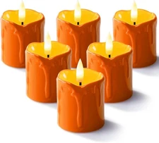 Homemory 2" x Orange Flameless Votive Candles with Timer, CA11309, 