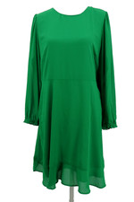 J Crew Chiffon Flounce Hem Dress Women Sz 18 Green Long Sleeve Wedding Event New