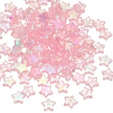 11mm Crystal Star Beads 100Pcs, Acrylic Star Bead Pink